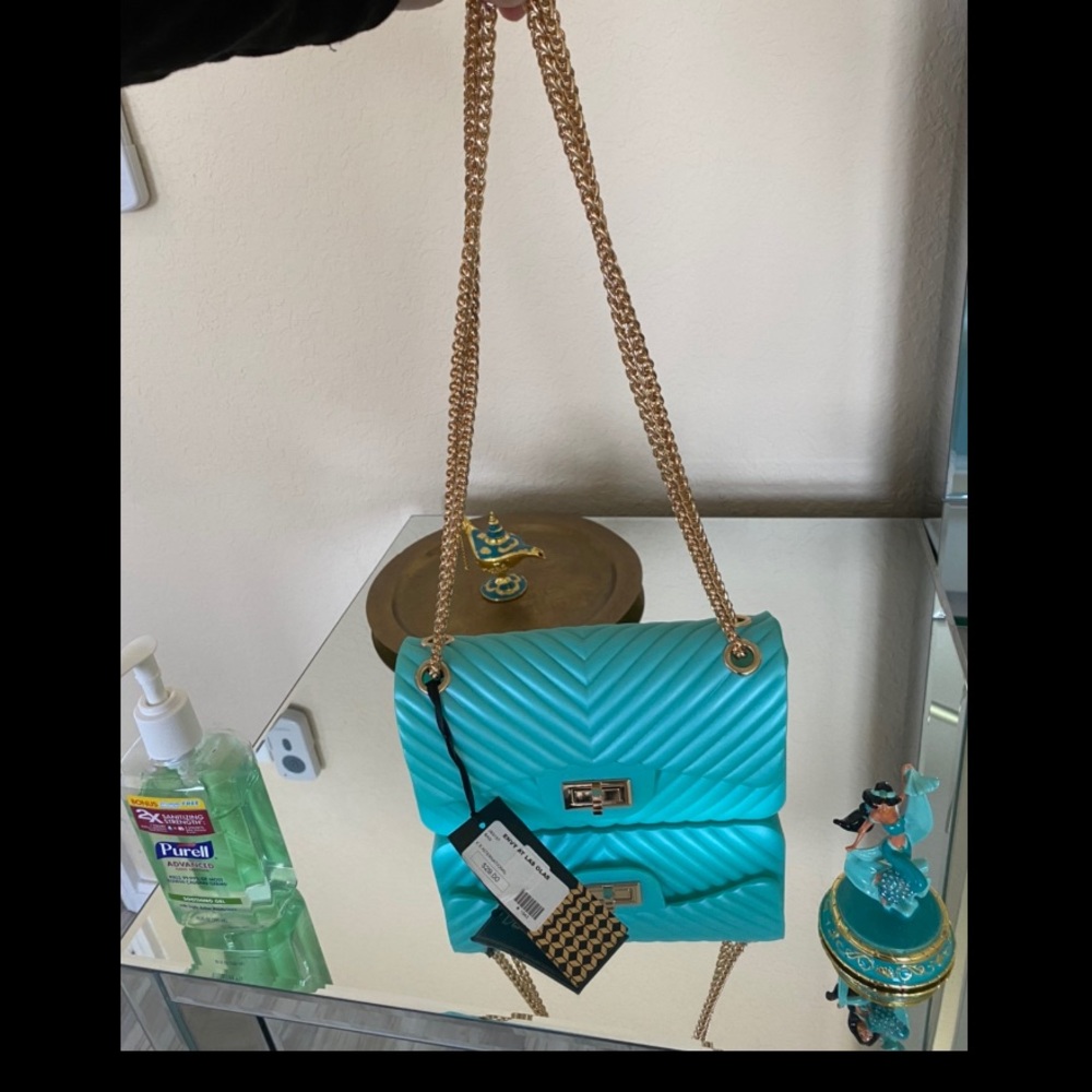 Nwt beautiful aqua chain purse handbag